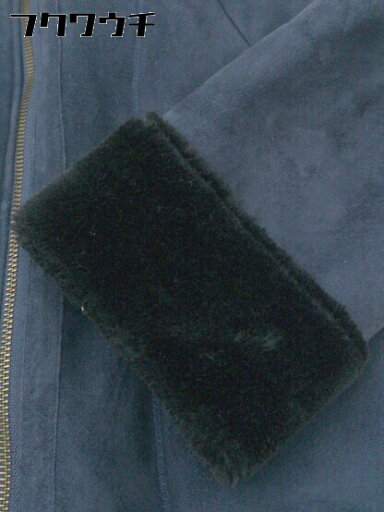 ■ ecruefil エクリュフィル 裏ボアファー 長袖 ジップアップ コート サイズ2 ネイビー レディース 【中古】