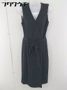 ◇ STYLE DELI バックジップ ウエストリボン ノースリーブ スリット 膝下丈 ワンピース サイズS ブラック レディース 【中古】