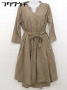 ◇ ◎ saloon サルーン ベルト付 長袖 ロング ワンピース サイズ38 ブラウン レディース 【中古】