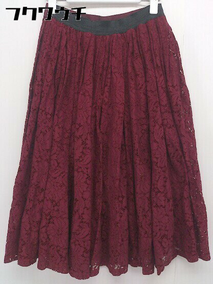 ◇ &.NOSTALGIA アンド ドット ノスタルジア レース 膝丈 ギャザー スカート レッド レディース 【中古】