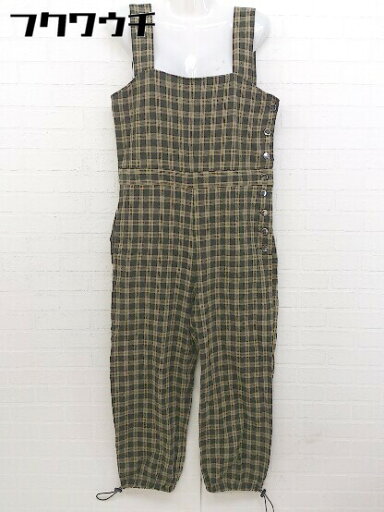 ◇ Kastane カスタネ チェック サイドボタン ノースリーブ オーバーオール サイズ F ベージュ カーキ系 レディース 【中古】