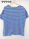 ◇ tree caf? antiqua アンティカ ボーダー 半袖 Tシャツ カットソー サイズM ブルー メンズ 【中古】