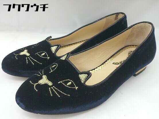 ◇ CHARLOTTE OLYMPIA シャーロットオリンピア イタリア製 ベロア フラット パンプス サイズ36 ネイビー レディース 【中古】のサムネイル