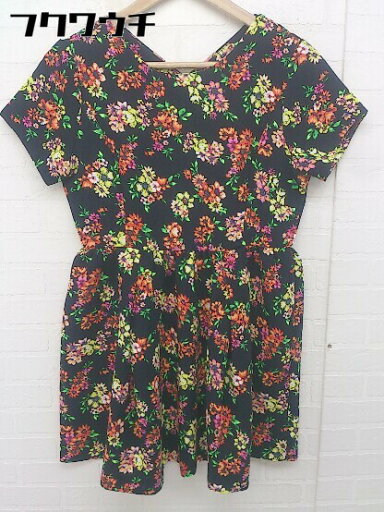 ◇ N. Natural Beauty Basic 花柄 フラワー 半袖 ミニ チュニック ワンピース サイズM ブラック マルチ レディース 【中古】 ◇ N. Natural Beauty Basic 花柄 フラワー 半袖 ミニ チュニック ワンピース サイズM ブラック マルチ レディース 【中古】