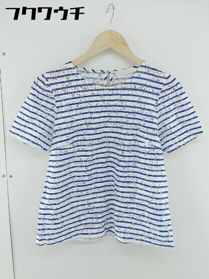 ◇ Ray BEAMS レイビームス ボーダー レース 半袖 カットソー サイズ1 ホワイト ブルー レディース 【中古】