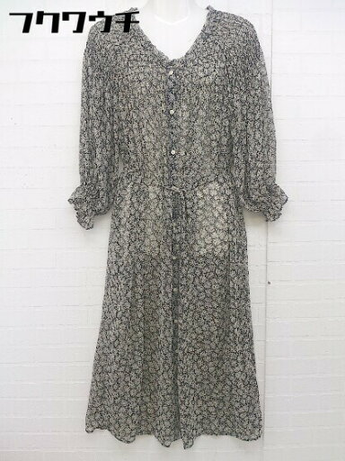 ◇ ◎ w closet ダブルクローゼット 総柄 七分袖 膝下丈 ワンピース サイズF ブラック マルチ レディース 【中古】 ◇ ◎ w closet ダブルクローゼット 総柄 七分袖 膝下丈 ワンピース サイズF ブラック マルチ レディース 【中古】