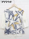 ◇ design aera デザインアエラ 総柄 切り替え 五分袖 Tシャツ カットソー サイズ38 アイボリー系 レディース 【中古】
