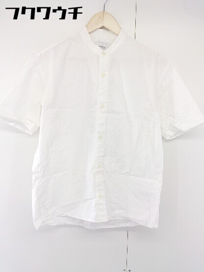 ◇ STUDIOUS ステュディオス バンドカラー 半袖 シャツ サイズ1 ホワイト メンズ 【中古】