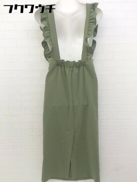 ◇ ◎ UN-SOPHIE サスペンダー付 レースアップ ロング タイト スカート サイズF カーキ レディース 【中古】