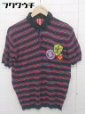 ◇ ◎ UNITED ARROWS ユナイテッドアローズ ワッペン 半袖 ニット ポロシャツ サイズM ネイビー レッド系 メンズ 【中古】