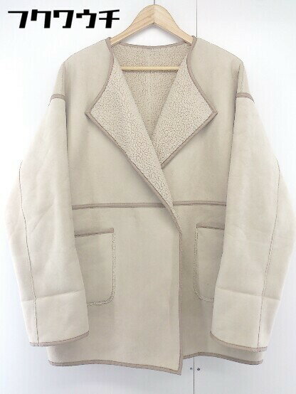 ■ Kastane カスタネ 裏ボア リバーシブル 長袖 ノーカラー コート サイズF ベージュ レディース 【中古】