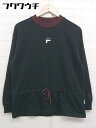 ◇ FILA フィラ ロゴ 刺繍 ウエストリボン 長袖 トレーナー サイズF ブラック レディース 【中古】(4)