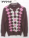 ◇ adidas アディダス ハーフジップ 長袖 ニット セーター サイズL ワインレッド系 レディース 【中古】|詳細画像
