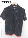 ◇ ◎ Champion チャンピオン 水玉 ワンポイント 半袖 ポロシャツ サイズ M ブラック オレンジ メンズ 【中古】