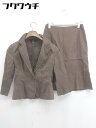 ◇ INED イネド 1B タイトスカート 膝丈 シングル セットアップ上下 サイズ 9 ブラウン レディース 【中古】