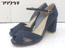 ◇ Odette e Odile UNITED ARROWS ストラップ チャンキーヒール サンダル サイズ23 1/2 ネイビー レディース 【中古】