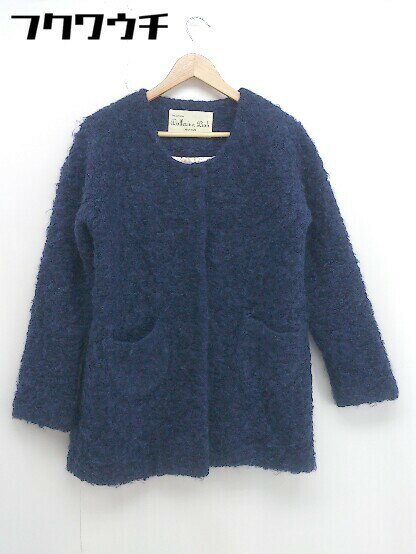 ■ Ballerina Pink バレリーナピンク 長袖 ノーカラー コート サイズ38 ネイビー レディース 【中古】