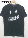 ◇ VOLCOM ボルコム フロントプリント 半袖 Tシャツ カットソー サイズL/G ブラック ホワイト系 メンズ 【中古】