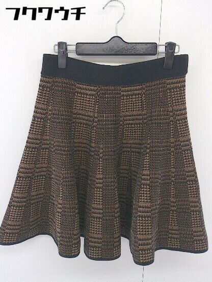 ◇ Ray BEAMS レイビームス ウエストゴム 総柄 ミニ フレア スカート サイズ1 ブラウン ブラック レディース 【中古】