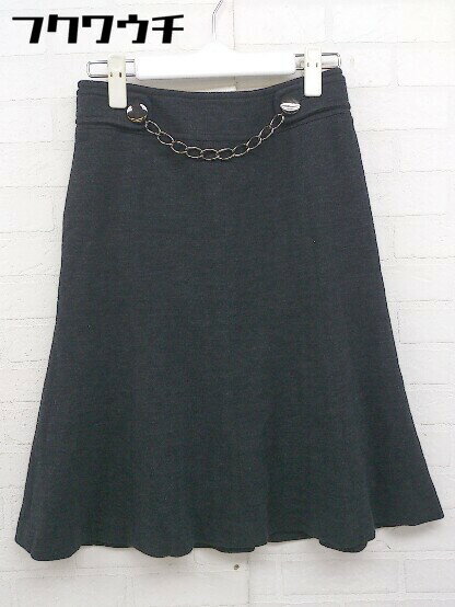 ◇ ICB アイシービー チェーン バックジップ 膝丈 フレア スカート サイズ7 ブラック系 レディース 【中古】