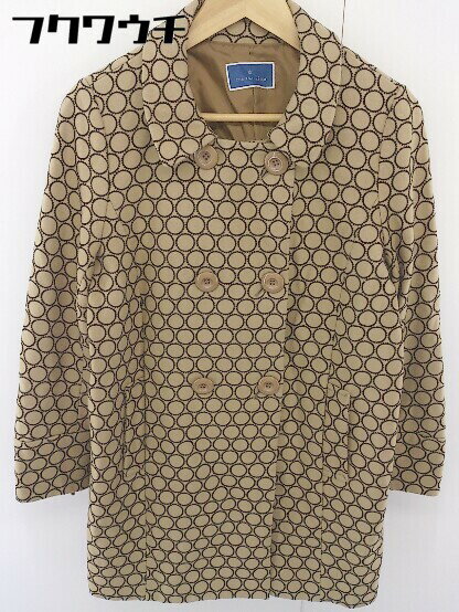 ■ THE EMPORIUM ジ エンポリアム 総柄 長袖 コート サイズ L ベージュ ブラック レディース 【中古】