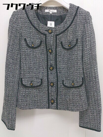 ◇ &byP&D アンドバイピーアンドディー 長袖 ノーカラー ジャケット サイズ38 ブラック ホワイト系 レディース 【中古】