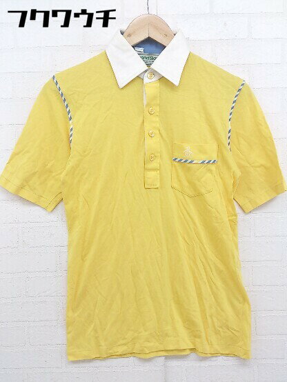 ◇ GRAND SLAM Munsingwear ワンポイント 半袖 ポロシャツ ゴルフウエア サイズ 1 イエロー ホワイト メンズ 【中古】