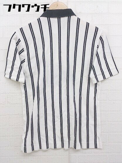 ◇ ◎ Taylor Made 刺繍 ストライプ 鹿の子 半袖 ポロシャツ ゴルフウエア サイズ S ホワイト ネイビー メンズ 【中古】