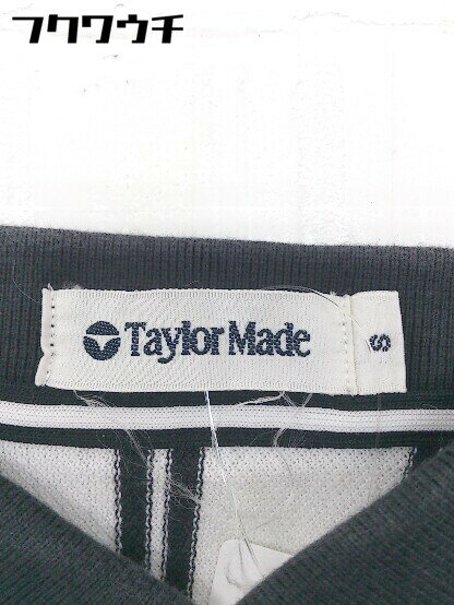 ◇ ◎ Taylor Made 刺繍 ストライプ 鹿の子 半袖 ポロシャツ ゴルフウエア サイズ S ホワイト ネイビー メンズ 【中古】