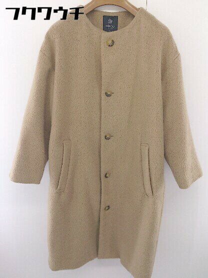 ■ NANO BASE nano universe 長袖 ノーカラーコート サイズ.36 ベージュ レディース 【中古】