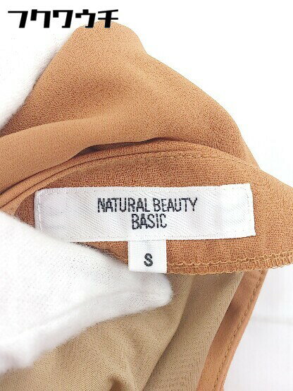 ◇ ◎ NATURAL BEAUTY BASIC ウエストベルト付き プリーツ 長袖 膝下丈 ワンピース サイズS オレンジ系 レディース 【中古】