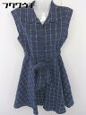 ◇ ◎ titty&Co. ティティー&コー ベルト付 チェック ノースリーブ ミニ ワンピース サイズS ネイビー レディース 【中古】