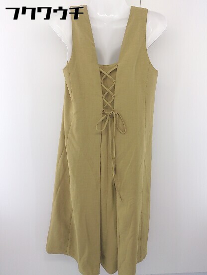 ◇ ROPE PICNIC ロペピクニック Vネック ノースリーブ レースアップ ロング ワンピース サイズ38 ベージュ レディース 【中古】