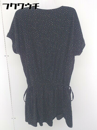 ◇ SHIPS シップス 総柄 フレンチスリーブ ミニ チュニック ワンピース ブラック系 レディース 【中古】