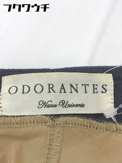 ◇ ODORANTES nano universe オドラント 切り替え 半袖 膝丈 ワンピース サイズF ネイビー ブラウン レディース 【中古】