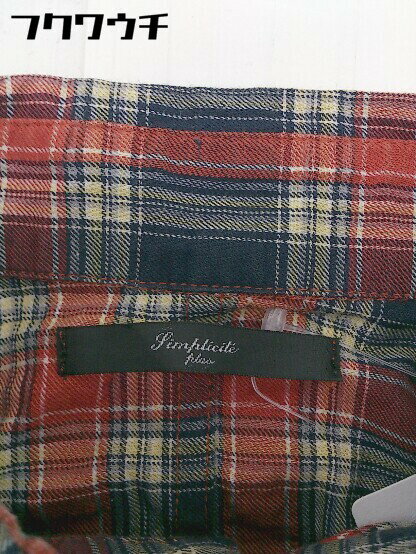 ◇ SIMPLICITE PLUS シンプリシテ プリュス チェック 長袖 シャツ サイズ38 レッド系 メンズ 【中古】