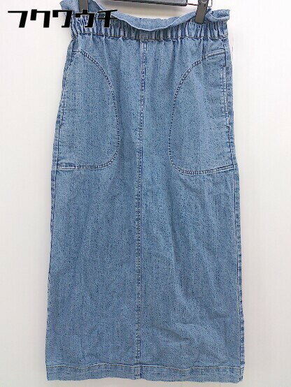 ◇ Ray BEAMS レイ ビームス ウエストフリル スリット ロング タイト デニム スカート サイズ 1 インディゴ レディース 【中古】