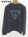 ◇ GUESS ゲス ロゴ 長袖 トレーナー サイズXS ブラック ブルー系 メンズ 【中古】