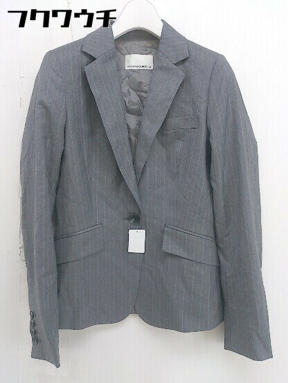 ◇ M-PREMIER BLACK エムプルミエ ストライプ テーラード ジャケット サイズ34 グレー レディース 【中古】