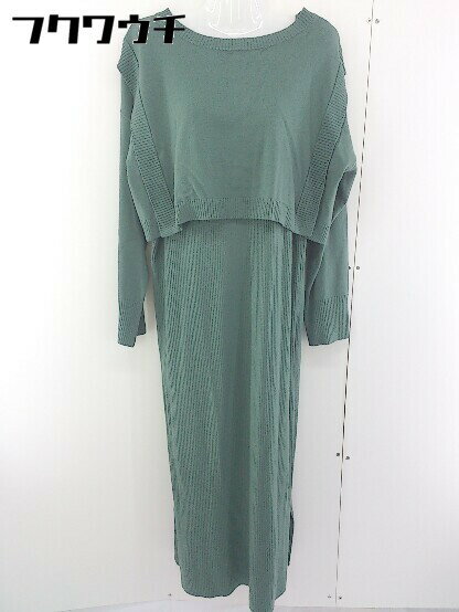 ◇ LOWRYS FARM ロング ワンピース ショート丈 ニット セーター アンサンブル サイズF グリーン レディース 【中古】