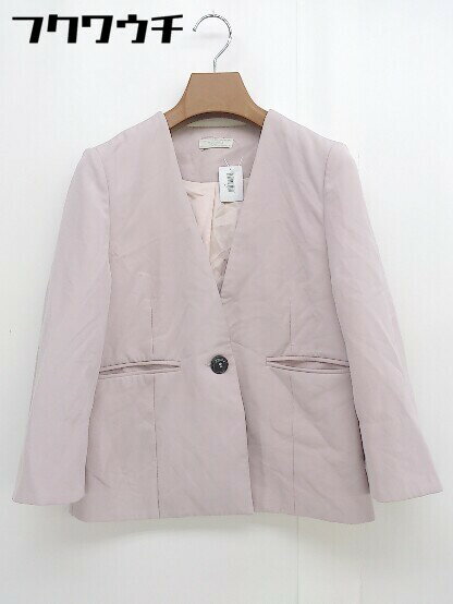 ◇ TRUDEA トルディア シングル 1B ベロア 長袖 ノーカラー ジャケット サイズL ピンク系 レディース 【中古】(4)