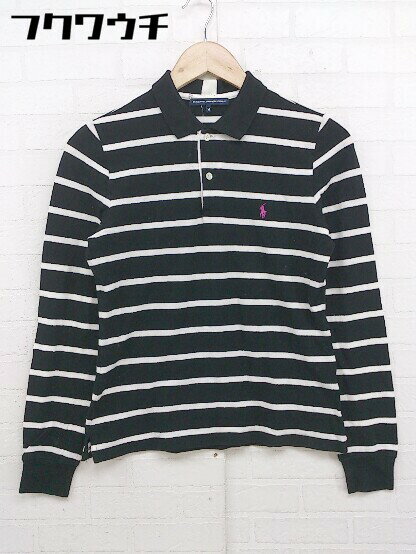 ◇ RALPH LAUREN GOLF ゴルフ ボーダー ビッグポニー 長袖 ポロシャツ サイズM ブラック系 レディース 【中古】