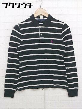 ◇ RALPH LAUREN GOLF ゴルフ ボーダー ビッグポニー 長袖 ポロシャツ サイズM ブラック系 レディース 【中古】