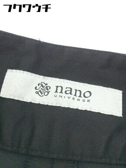 ◇ nano universe ナノユニバース ストレッチ ハイウエスト ワイド パンツ サイズ38 ブラック レディース 【中古】