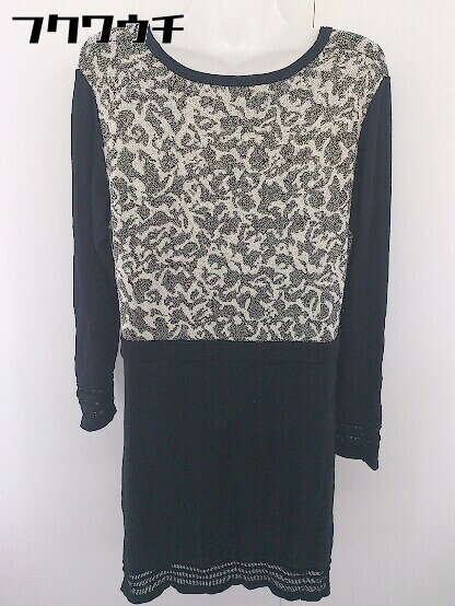 ◇ OTTO collection オットーコレクション 長袖 ミニ ニット ワンピース サイズ3L ブラック ホワイト系 レディース 【中古】