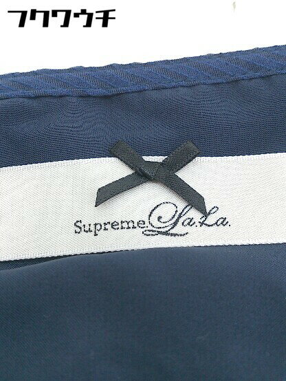 ◇ Supreme.La.La. ストライプ 刺繍 シャツ スカート セットアップ 上下 サイズM ネイビー レディース 【中古】