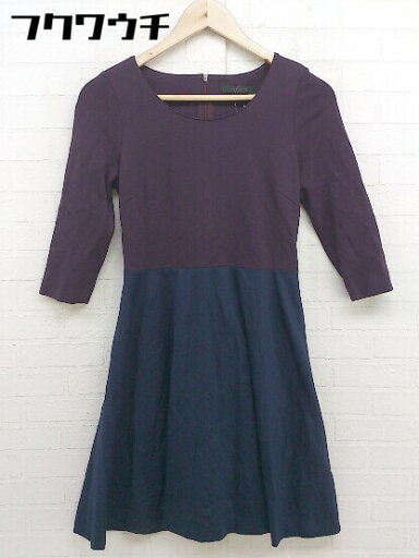 ◇ ANAYI アナイ バックジップ 七分袖 膝丈 ワンピース サイズ36 ワインレッド ネイビー レディース 【中古】 ◇ ANAYI アナイ バックジップ 七分袖 膝丈 ワンピース サイズ36 ワインレッド ネイビー レディース 【中古】