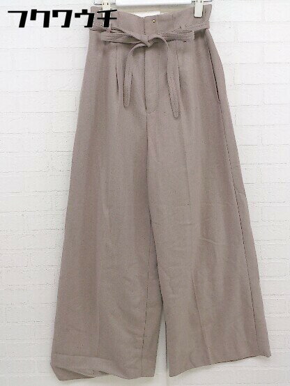 ◇ ◎ nano universe ナノユニバース ウエスト紐付き ワイド パンツ サイズ36 ベージュ系 レディース 【中古】