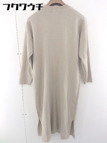 ◇ LOWRYS FARM スタンドカラー スリット ニット 長袖 膝下丈 ワンピース サイズ F ベージュ レディース 【中古】