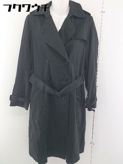 ■ ◎ FLORENT フローレント ウエストベルト付 トレンチ コート ブラック系 レディース 【中古】